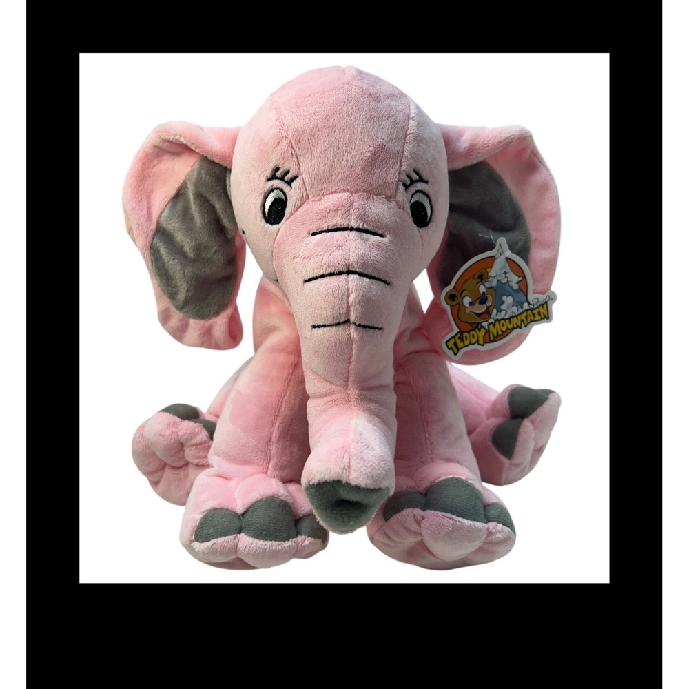 Teddy Mountain Pinky the Elephant 16 " Pink Grey Plush Stuffed Animal 0207 NWT